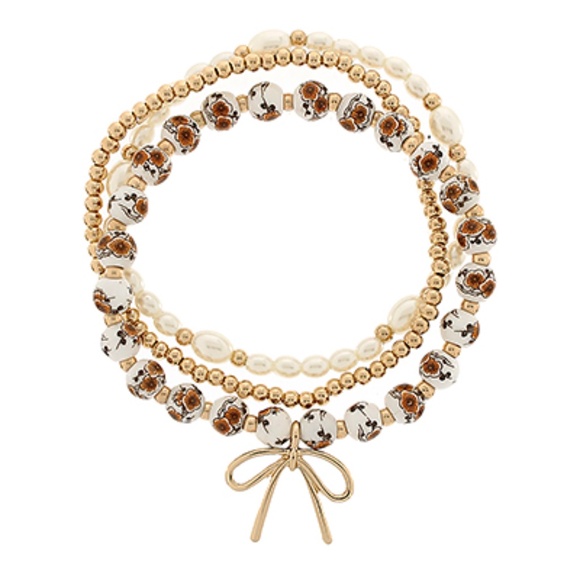 3 Row Bow & Ball Bracelet Set - Picture 1 of 1